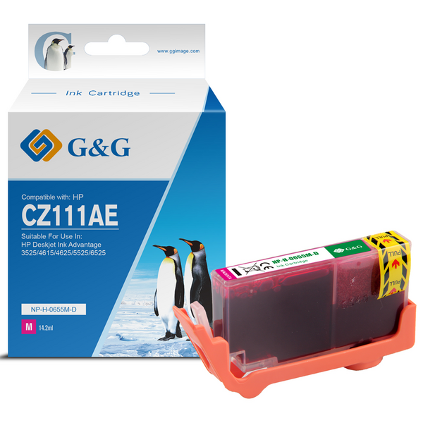 Compatible G&G HP 655 Magenta Cartucho de Tinta Generico - Reemplaza CZ111AE