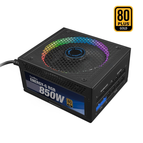 Coolbox Energy-G Fuente de Alimentacion 80 Plus Gold Modular 850W ATX 3.0 RGB - Conector PCIe 6 + 2 pines - ARGB - Ventilador 14