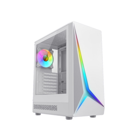 Coolbox GA450 StarLight Caja Torre ATX, Micro ATX, Mini-ITX - Lateral Cristal Templado - TamaÃ±o HDD 2.5", 3.5" - USB-A 3.0, USB-C y Audio - Ventilador Trasero ARGB 120mm - Soporta Refrigeracion Liquida - Color Blanco