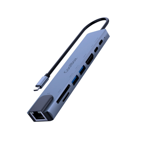 CoolBox MiniDock C81 USB-C - 1x HDMI 4K, 2x USB 3.2 Gen1, 1x USB-C PD, 1x  USB-C, 1x SD, 1xMicroSD/TF, 1x RJ45 10/100/1000 - Com