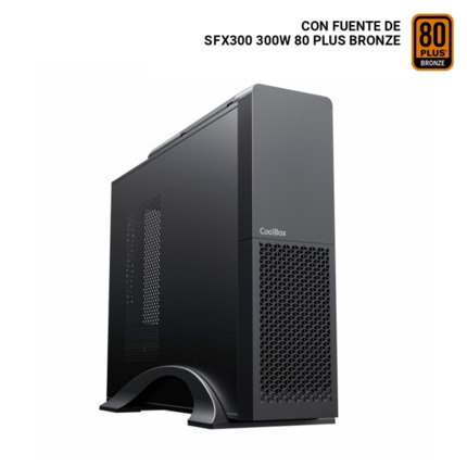 CoolBox T313-BZ Slim Caja Torre Micro ATX, Mini ITX - TamaÃ±o HDD 2.5", 3.5" - USB 3.0, USB-C - Fuente de Alimentacion 300W - Color Negro
