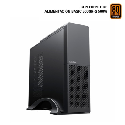 CoolBox T313 Slim Caja Torre Micro ATX, Mini ITX - TamaÃ±o HDD 2.5", 3.5" - USB 3.0, USB-C - Fuente de Alimentacion 500W - Color Negro
