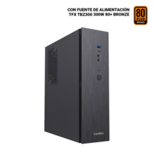 Coolbox T370-BZ Slim Caja Torre MicroATX - TamaÃ±o Disco Soportado 2.5" - USB-A 3.2 Gen1, USB-C 3.2 Gen1 y Audio HD - Fuente de