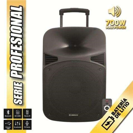 Coolsound Serie Pro Altavoz Autoamplificado Bluetooth 15" 700W Max Power con Bateria - USB, Entrada Mic. Jack 6.3mm - Asa y Ruedas de Transporte - Mando a Distancia