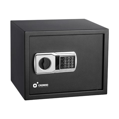 Cromad Caja Fuerte Electronica - Alto Nivel de Seguridad - De 3 a 8 Digitos - Bisagras Ocultas - Incluye Llave de Emergencia - 3