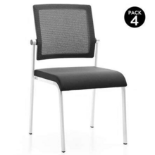 Cromad Design Pack de 4 Sillas - Asiento de Espuma - Respaldo de Malla - Ideal para uso Comercial - Apilables - Color Negro