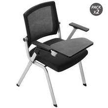 Cromad Pack de 2 Sillas Confidente con Pala Abatible - Acolchado Extra Grueso - Tableta Resistente - Brazos Moviles - Asiento Pl