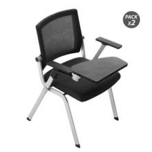 Cromad Pack de 2 Sillas Confidente con Pala Abatible - Acolchado Extra Grueso - Tableta Resistente - Brazos Moviles - Asiento Pl