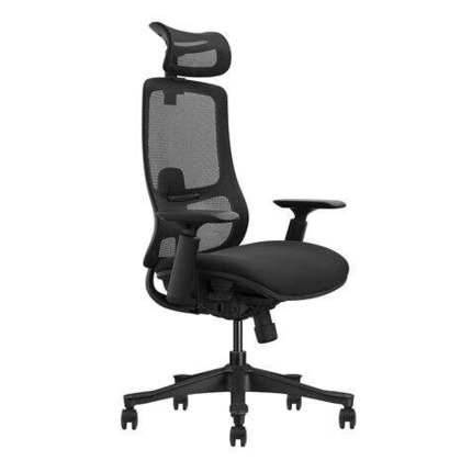 Cromad Silla de Oficina Senior SE1300 - Ajuste Total al Cuerpo - Reposacabezas Cervical Regulable - Respaldo Ajustable - Reposabrazos Ajustable 3D - Asiento con Espuma de Alta Calidad - Color Negro
