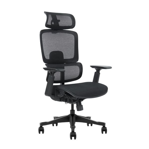 Cromad Senior SE1400 Silla de Oficina - Altura Ajustable con Elevador de Gas de Grado 4 - Reposacabezas y Respaldo Regulables -