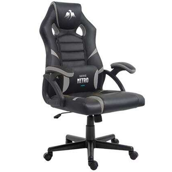 Cromad Serie Nitro Silla Gaming - Altura Regulable con Piston de Gas Clase 2 - Cojin Lumbar - Color Negro/Gris