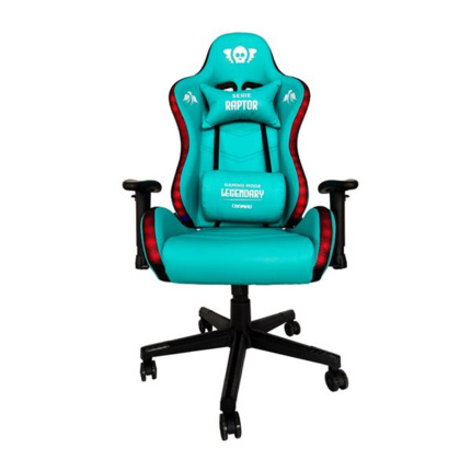 Cromad Serie Raptor Legendary Silla Gaming - Altura Regulable con Piston de Gas Clase 2 - Reclinable hasta 180Âº - Cojines Lumbar y Cervical - Ruedas de Nailon de 60mm - IluminaciÃ³n RGB - Color Verde