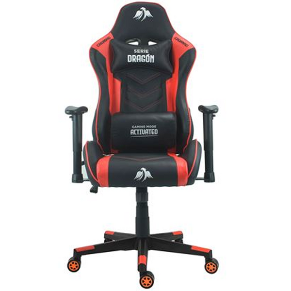 Cromad Silla Gaming Premium - Base de 350mm - Piston de Gas Clase 2 - Altura Regulable - Ruedas de Nailon de 60mm - Color Negro/