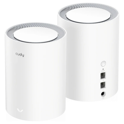 Cudy AX3000 Pack de 2 Sistemas WiFi 6 Mesh AX3000 2.5G Dual Band - Admite Ancho de Banda de 20/40/80/160MHz - 1x Puerto LAN 10/100/1000Mbps, 1x Puerto WAN 2.5Gbps - 5 Antenas Internas
