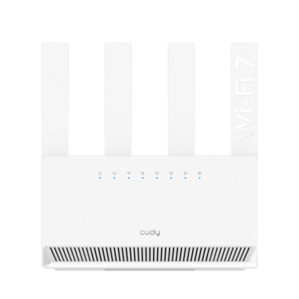 Cudy Router WiFi 7 Gigabit Dual Band BE3600 - Velocidad hasta 1000Mbps - 4 Puertos - 4 Antenas Fijas de 5dBi - Tecnologia MU-MIMO - Color Blanco