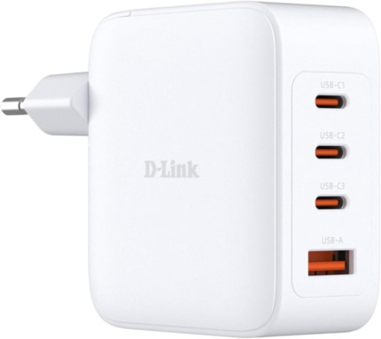 D-Link Cargador de Pared GaN de 100W - 3 USB-C y 1 USB-A - Color Blanco