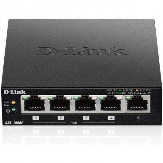 D-Link Switch 5 Puertos Fast Ethernet 1 Puerto Habilitado para PoE