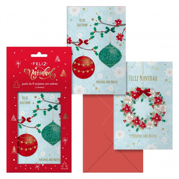 Dohe Adviento Pack de 8 Tarjetas de Felicitacion NavideÃ±a con Sobre - 2 Modelos Distintos - TamaÃ±o 12,2x23,5cm - Papel Offset
