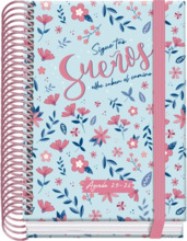 Dohe Blossom Agenda Escolar 25/26 Espiral A6 - Dia Pagina - Papel 70g/m2 - 4 Hojas de Pegatinas - Cubierta de Carton Plastificad