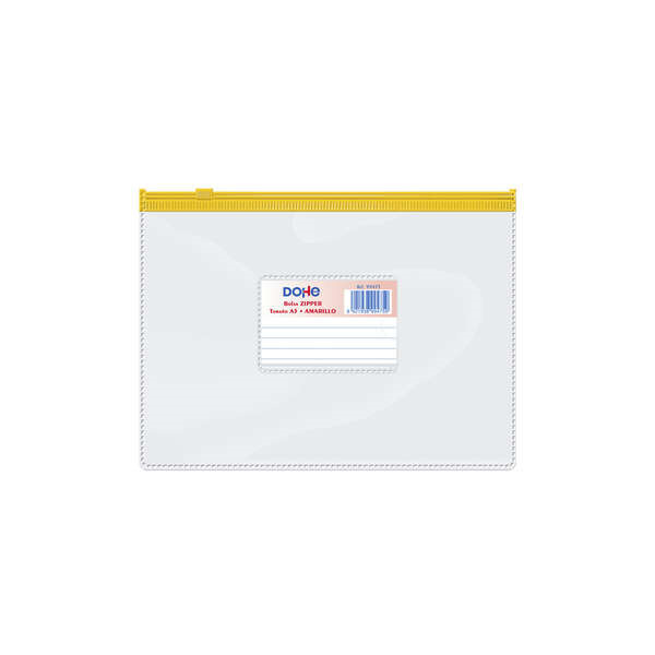 Dohe Bolsa Zipper Apaisada PVC Transparente 150 Micras - TamaÃ±o A5 - Apertura Superior - Cierre Zip Hermetico