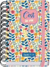 Dohe CÂ´est la Vie Agenda Escolar 25/26 Espiral Wireâo A6 - Dia Pagina - Papel 80g/m2 - 4 Hojas de Pegatinas - Cubierta de Car
