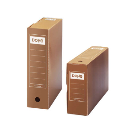 Dohe Caja de Archivo Definitivo Polipropileno Acanalado - Tamaño Folio - Utilizable en Horizontal y Vertical - Facil Montaje - Color Marron