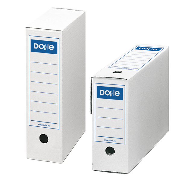 Dohe Caja de Archivo Definitivo - Tamaño Folio - Utilizable en Horizontal y Vertical - Facil Montaje - Color Blanco