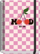 Dohe Cherry Agenda Escolar 25/26 Espiral A5 - Dia Pagina - Papel 70g/m2 - 4 Hojas de Pegatinas - Cubierta de Carton Plastificado