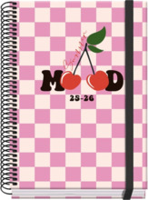 Dohe Cherry Agenda Escolar 25/26 Espiral A5 - Semana Vista - Papel 70g/m2 - 4 Hojas de Pegatinas - Cubierta de Carton Plastifica