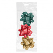 Dohe Chic Pack de 3 Lazos para Regalo - Forma de Estrella - TamaÃ±o 8cm - Colores Rojo, Verde y Oro