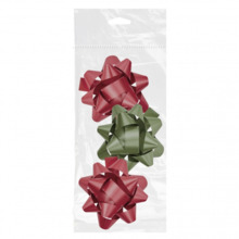 Dohe Chic Pack de 3 Lazos para Regalo - Forma de Estrella - TamaÃ±o 8cm - Colores Rojo y Verde