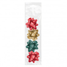 Dohe Chic Pack de 4 Lazos para Regalo - Forma de Estrella - TamaÃ±o 6.5cm - Colores Rojo, Verde y Oro