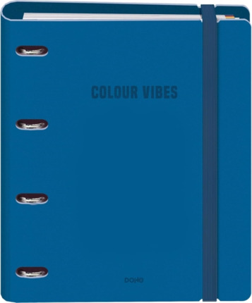 Dohe Colour Vibes Polyfoam Carpeta de 4 Anillas Mixtas de 35mm A4 Recambio 100 Hojas Cuadricula 5mm - Cubierta de Polyfoam 2mm - Cierre con Goma - Incluye 4 Separadores y Sobre de Polipropileno - Color Azul