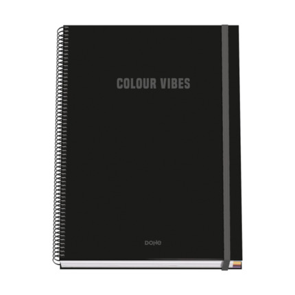 Dohe Colour Vives Cuaderno Espiral A4 100 Hojas Microperforadas Cuadricula 5mm - Tapa Dura Carton Forrado - Cierre de Goma - Bandas de Color - Color Negro