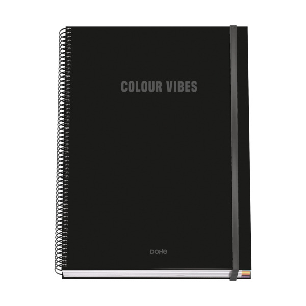 Dohe Colour Vives Cuaderno Espiral A4 100 Hojas Microperforadas Cuadricula 5mm - Tapa Dura Carton Forrado - Cierre de Goma - Ban