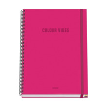 Dohe Colour Vives Cuaderno Espiral A4 100 Hojas Microperforadas Cuadricula 5mm - Tapa Dura Carton Forrado - Cierre de Goma - Ban
