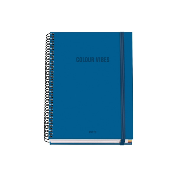 Dohe Colour Vives Cuaderno Espiral A5 100 Hojas Cuadricula 5mm - Tapa Dura Impresa a todo Color y Plastificada en Brillo - Banda