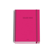 Dohe Colour Vives Cuaderno Espiral A5 100 Hojas Cuadricula 5mm - Tapa Dura Impresa a todo Color y Plastificada en Brillo - Banda