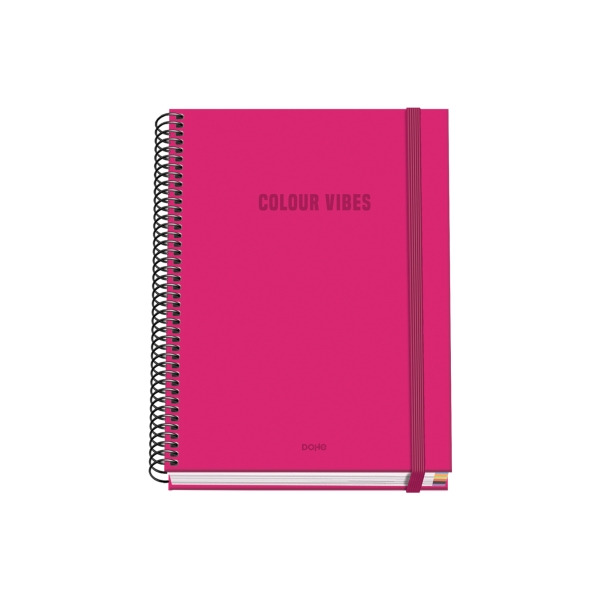 Dohe Colour Vives Cuaderno Espiral A5 100 Hojas Cuadricula 5mm - Tapa Dura Impresa a todo Color y Plastificada en Brillo - Banda