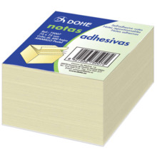 Dohe Cubo de 400 Notas Reposicionables - TamaÃ±o 75x75mm - Papel de 75gr - Ideal para Oficina y Escuela - Color Amarillo Claro