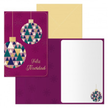 Dohe Esferas Pack de 6 Tarjetas de Felicitacion NavideÃ±a con Sobre - TamaÃ±o Cerrada 11.5x17cm, Abierta 23x17cm - Papel Offset