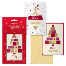 Dohe Glytter Pack de 8 Tarjetas de Felicitacion NavideÃ±a con Sobre - 2 Modelos Distintos - TamaÃ±o 12,2x23,5cm - Papel Offset -