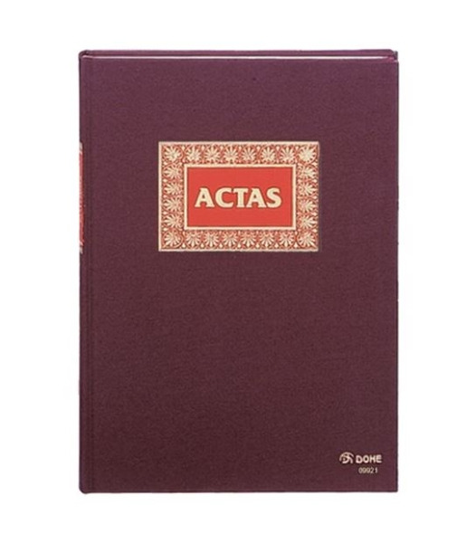 Dohe Libro Actas 50 Hojas Numeradas Papel Offset de 100gr - TamaÃ±o Folio Natural - Encuadernacion en Tela de Primera Calidad co