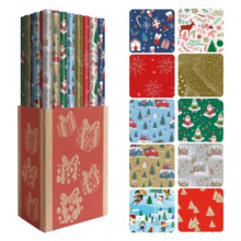 Dohe Navidad Expositor de 50 Rollos de Papel Regalo - 10 DiseÃ±os Diferentes - 5 Rollos por DiseÃ±o - Medidas del Rollo 0.70x2m