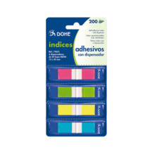 Dohe Pack de 4 Mini-Indices Adhesivos Reposicionables de 50uds cada Uno - Medidas 12x45mm - Dispensador con 4 Colores - Ideal pa