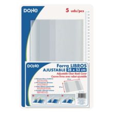 Dohe Pack de 5 Cubiertas Protectoras de Libros - Solapa Adhesiva Reposicionable - TamaÃ±o 28x53cm - Material PVC 120 micras