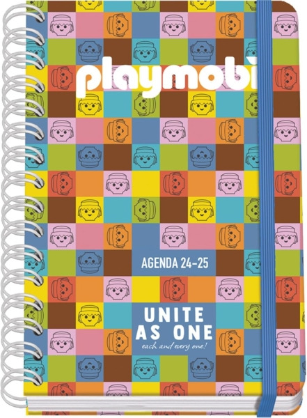 Dohe Playmobil Unite As One Agenda Escolar 25/26 Espiral Wireâo A5 - Semana Vista - Papel 80g/m2 - 4 Hojas de Pegatinas - Cubi