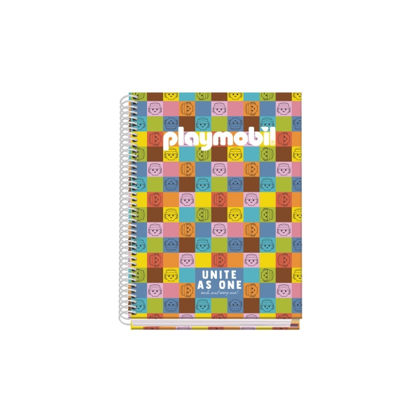 Dohe Playmobil Unite As One Cuaderno Espiral A5 100 Hojas Cuadricula 5mm - Tapa Dura Impresa a todo Color y Plastificada en Bril