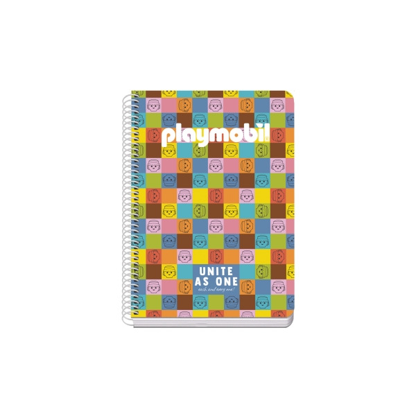 Dohe Playmobil Unite As One Cuaderno Espiral A5 80 Hojas Cuadricula 4mm con Margen - Tapa Rigida Impresa a todo Color - Guardas