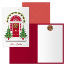 Dohe Red Door Pack de 6 Tarjetas de Felicitacion NavideÃ±a con Sobre - TamaÃ±o Cerrada 11.5x17cm, Abierta 23x17cm - Papel Offset